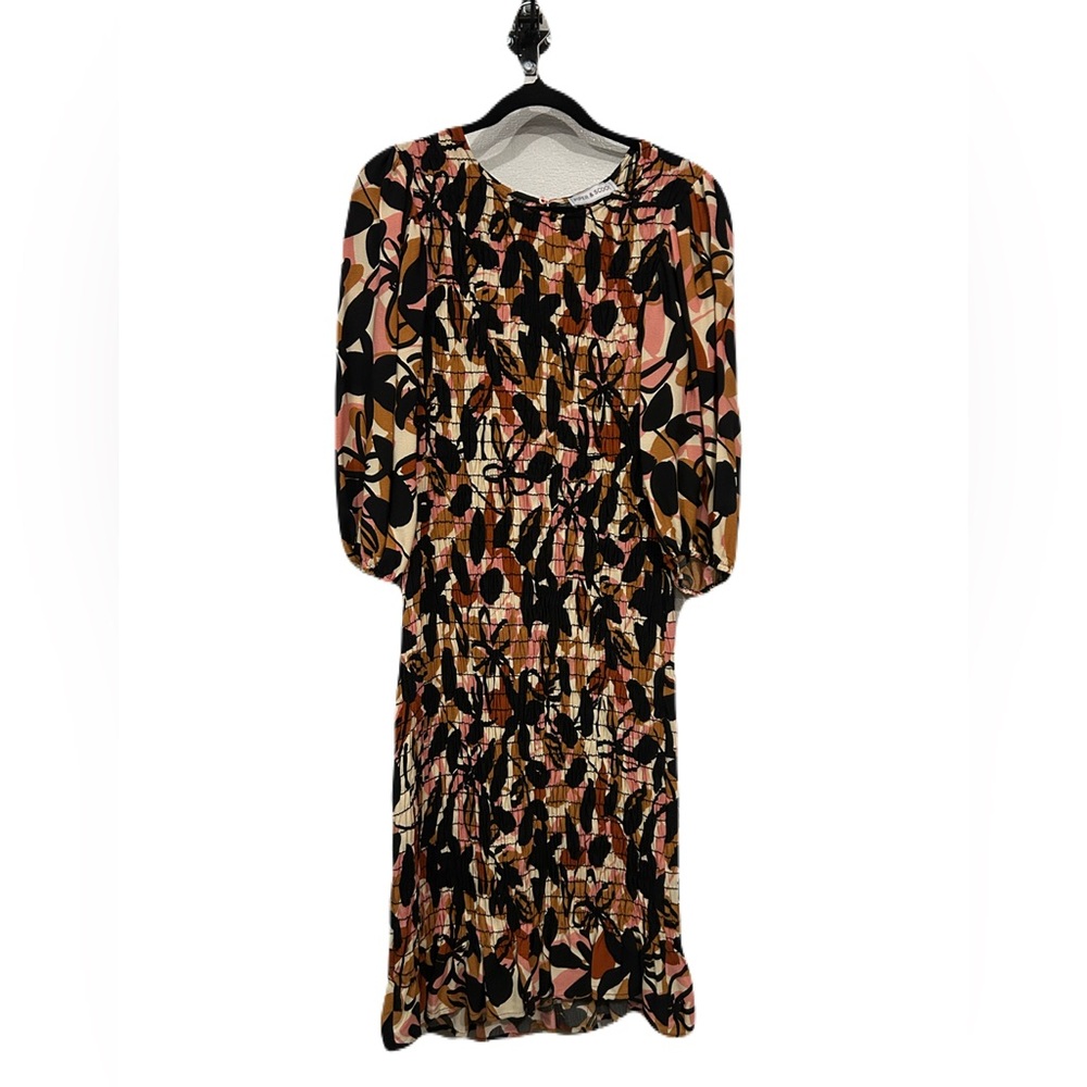 Piper & Scoot Fall Floral Smocked Puff Sleeve Midi Dress
